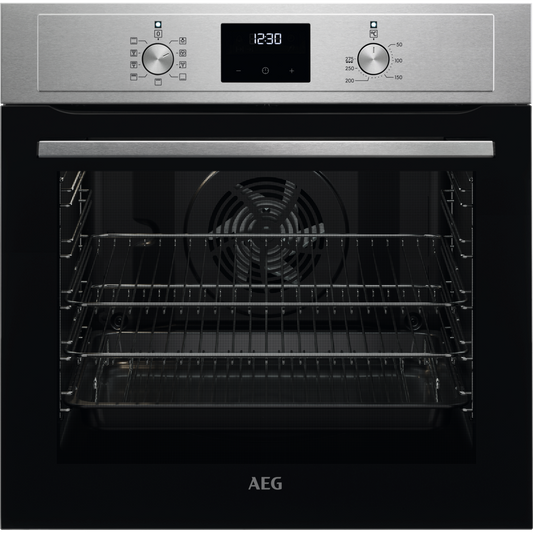 AEG 3000 Sreies BEX33501EM Surround Cook Electric Single Built in Oven with Retractable Dials in Stainless Steel