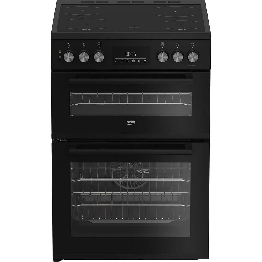 Beko EDC6731K 60cm Double Oven Electric Cooker with Vitroceramic Hob Black