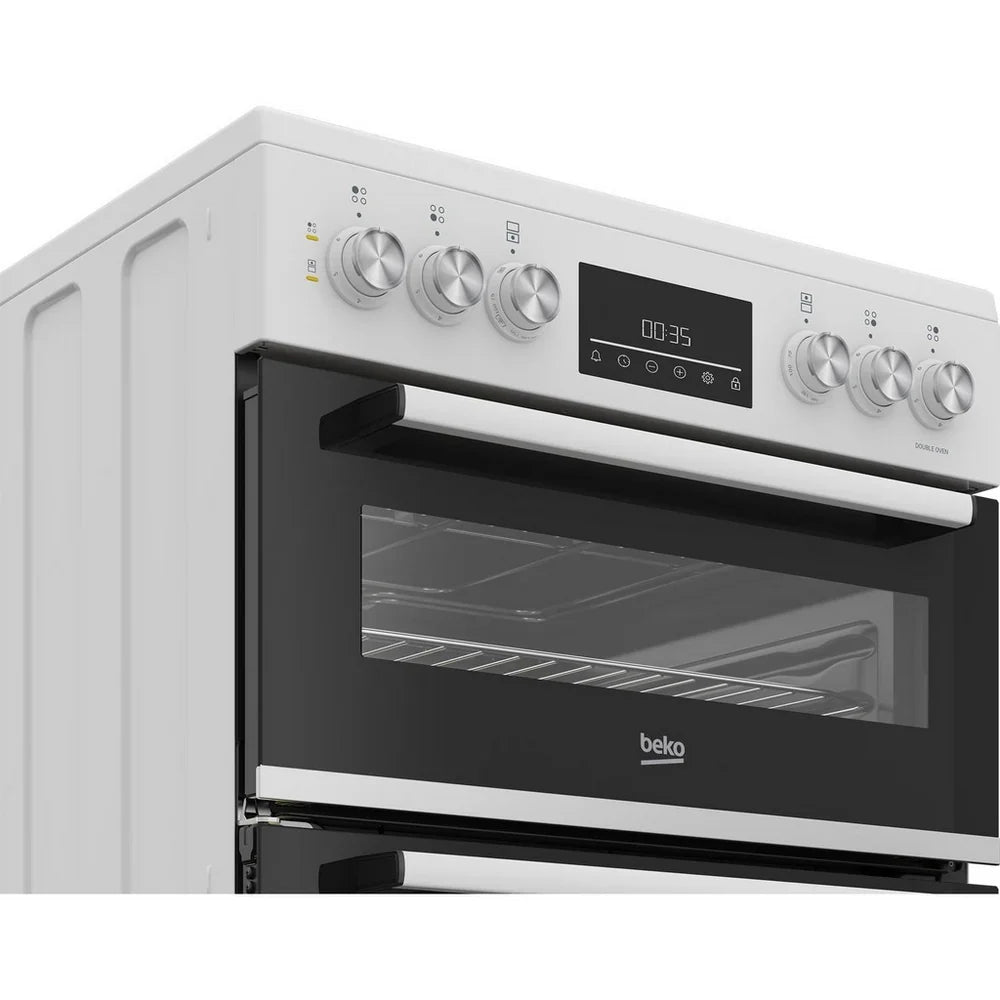 Beko EDC6731W 60cm Double Oven Electric Cooker with Vitroceramic Hob White