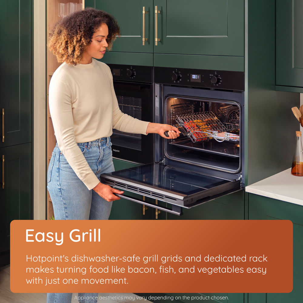 Hotpoint HO455HZBUK Class 2 Built-In Single Multifunction Oven with Multiflow and Easy Grill Black