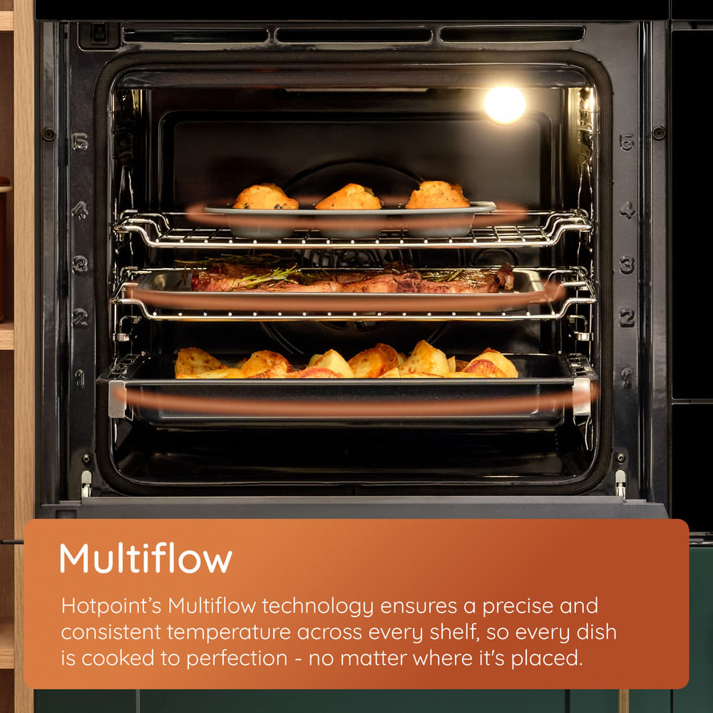 Hotpoint HO455HZBUK Class 2 Built-In Single Multifunction Oven with Multiflow and Easy Grill Black