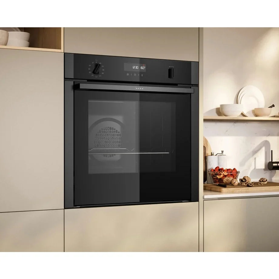 Neff B6ACH7AG7B N50 Slide & Hide Wifi Connected 60cm Built In Electric Single Oven with Pyrolytic Cleaning Graphite A+ Rated